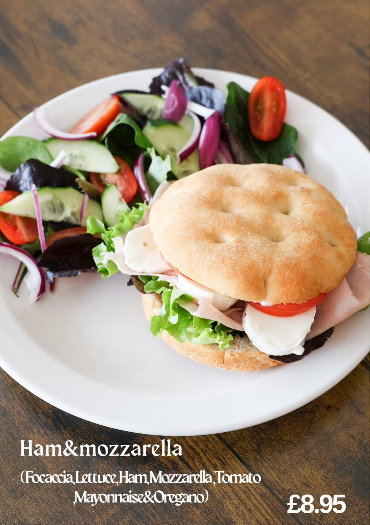 Ham and mozzarella focaccia panino at Roxy's Cafe Southport