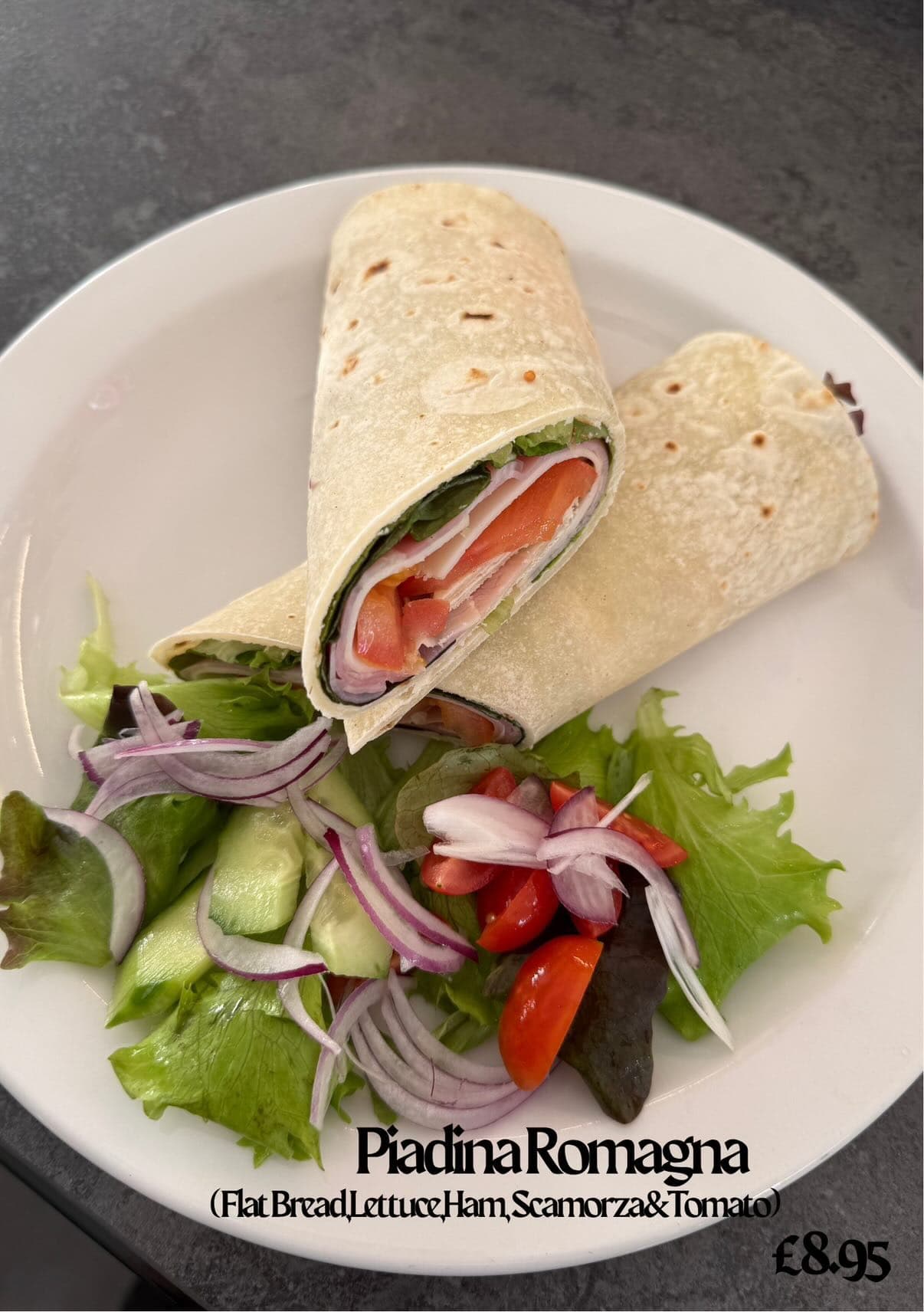 Piadina Romagna flatbread wrap at Roxy's Cafe Southport