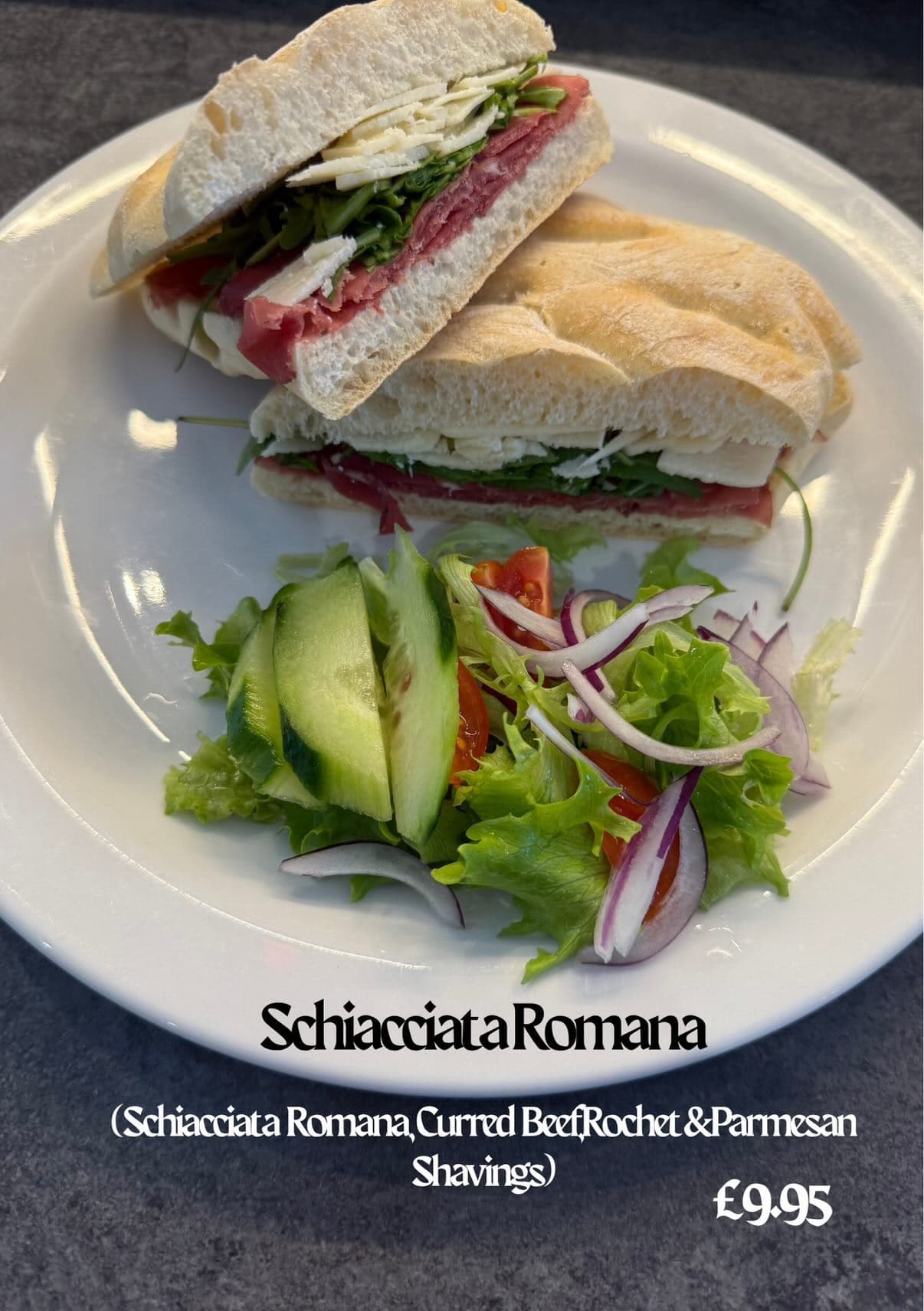 Schiacciata Romana with cured beef and parmesan at Roxy's Cafe Southport