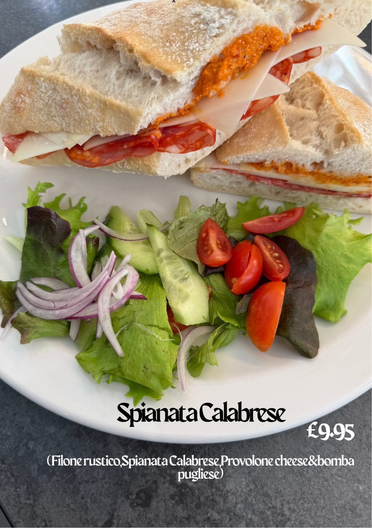 Spianata Calabrese panino with provolone at Roxy's Cafe Southport