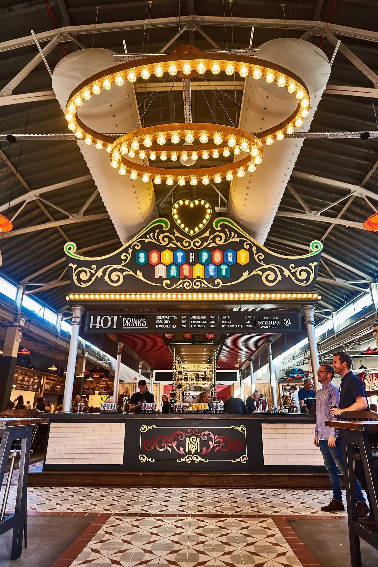The Market Bar at Southport Market — carousel-inspired centrepiece