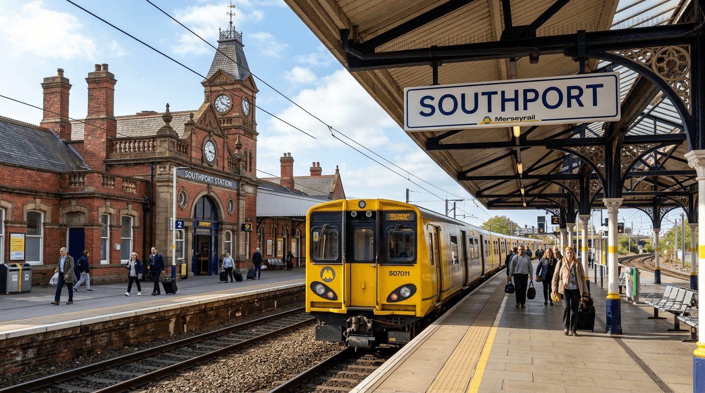Southport railway station with Merseyrail train