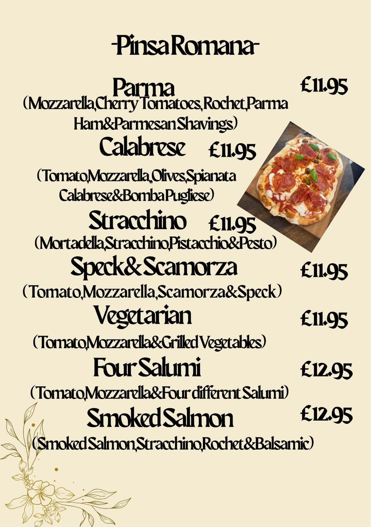 Roxy's Cafe Southport Pinsa Romana menu